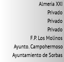 Almeria XXI Privado Privado Privado F.P. Los Molinos Ayunto. Campohermoso Ayuntamiento de Sorbas